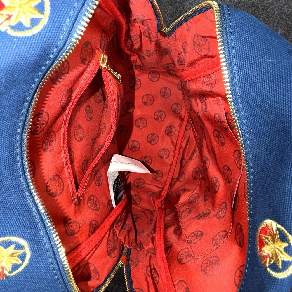 Marvel Loungefly Captain Marvel Mini Backpack Blue Red Gold‎ Embroidered Bag